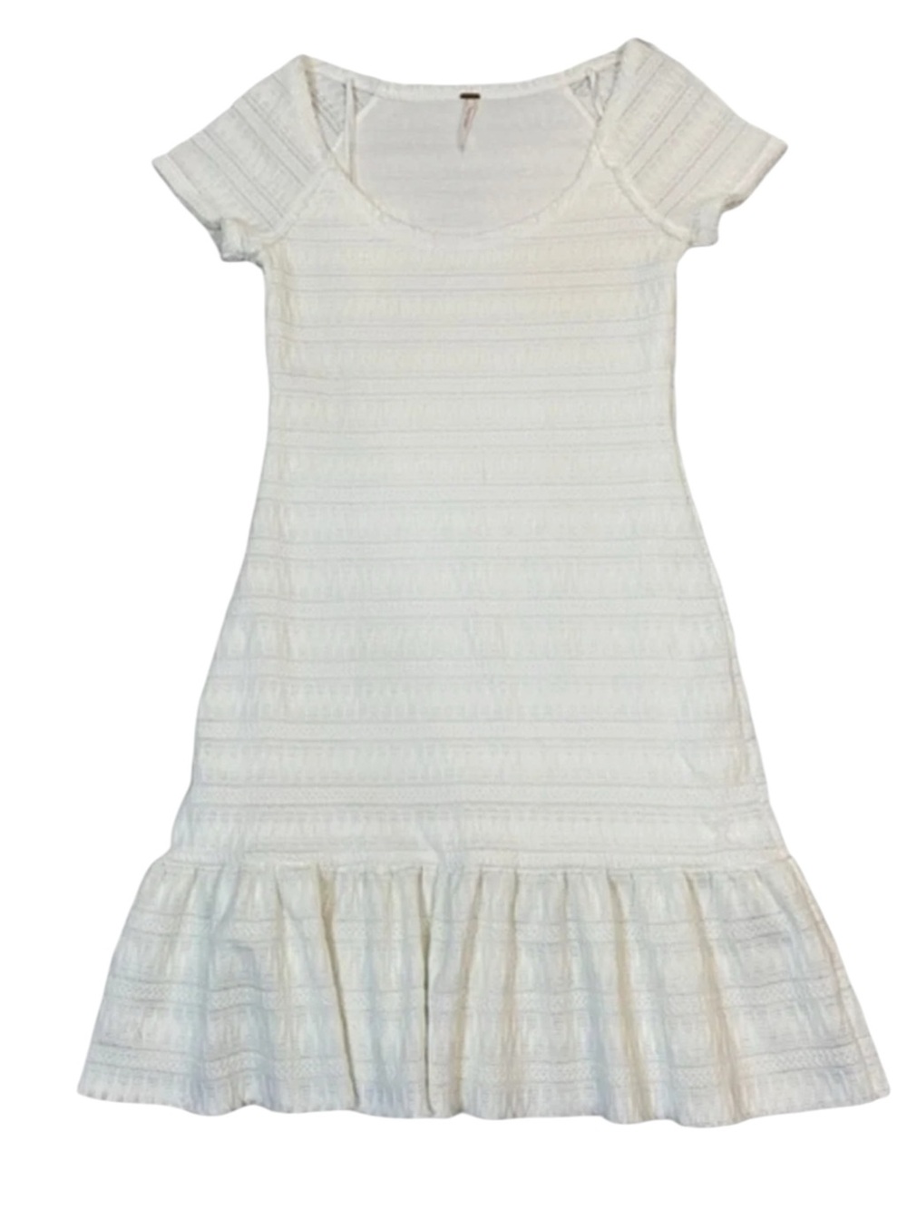 Free People Cozy Day Flounce Drop Waist Mini Dress in Ivory (Size S) - Picture 2 of 9